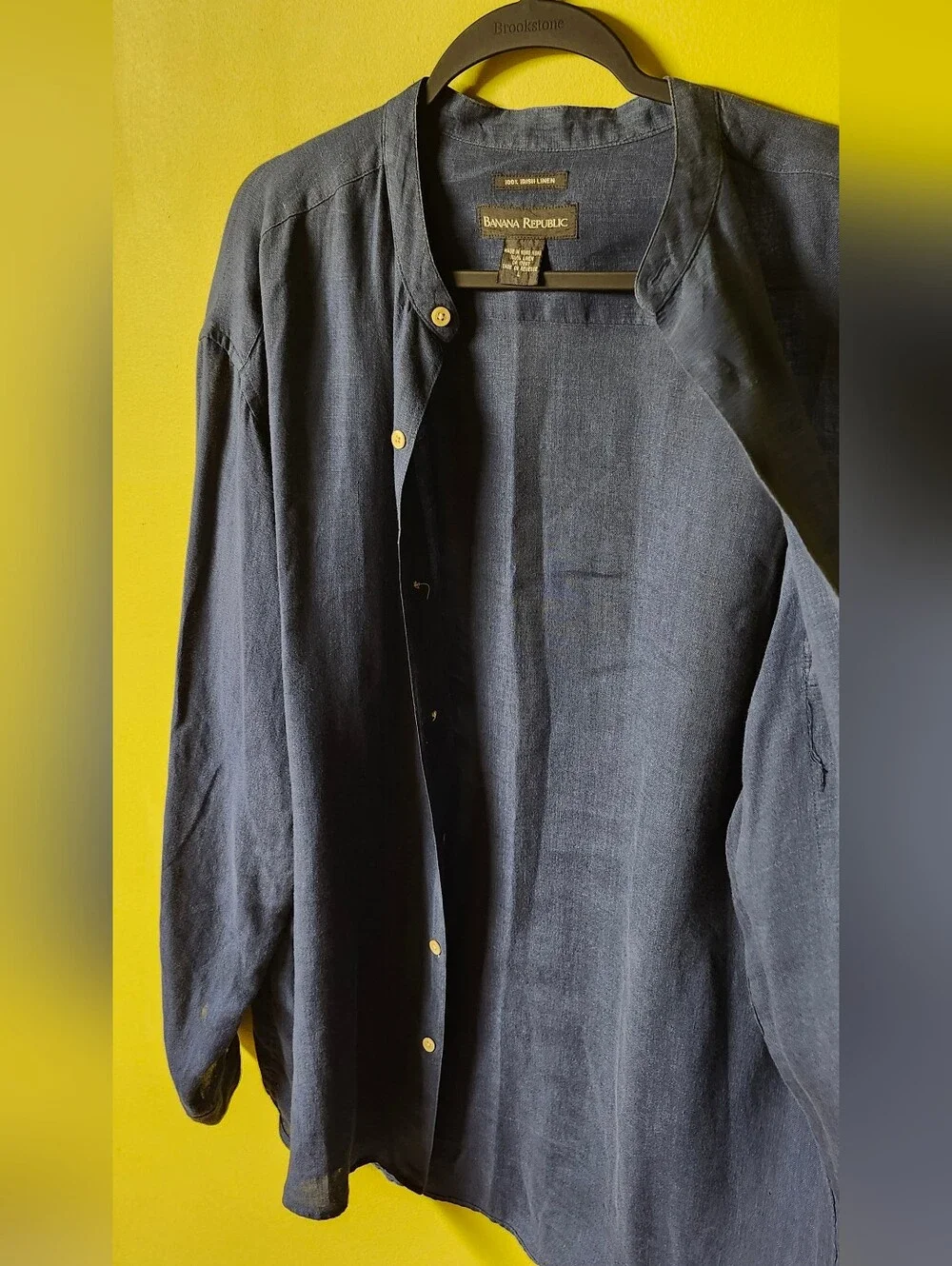 Vintage Banana Republic 100% Irish Linen Mandarin Collar Men' Shirt - L